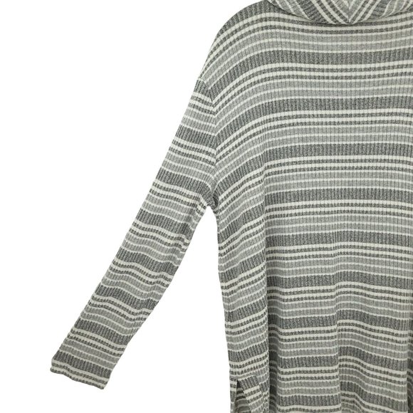 Chicos Zenergy Cowl Neck Striped Sweater Womens 2 US 12/14 Long Sleeve Gray - Picture 14 of 15